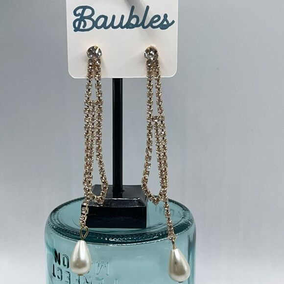 Baubles Gold Pearl Crystal Chandelier Earrings $16ea or bundle 3 for $25 - Picture 4 of 4